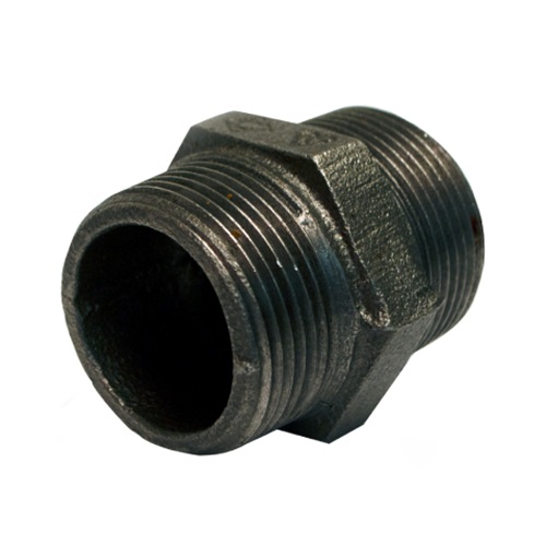   DN10 (3/8" NB) BSP BLACK MALLEABLE IRON HEX NIPPLE