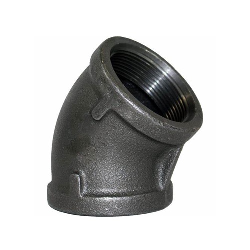   DN15 (1/2" NB) BSP BLACK MALLEABLE IRON FXF ELBOW 45°