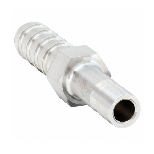   12.7mm OD (1/2" OD) PUSH ON TUBE BARB X 12.7mm OD (1/2" OD) TUBE END ADAPTOR SS 316