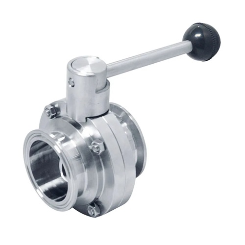 2.00" OD TRI-FERRULE END HYGIENIC BUTTERFLY VALVE LEVER OP. SS 316