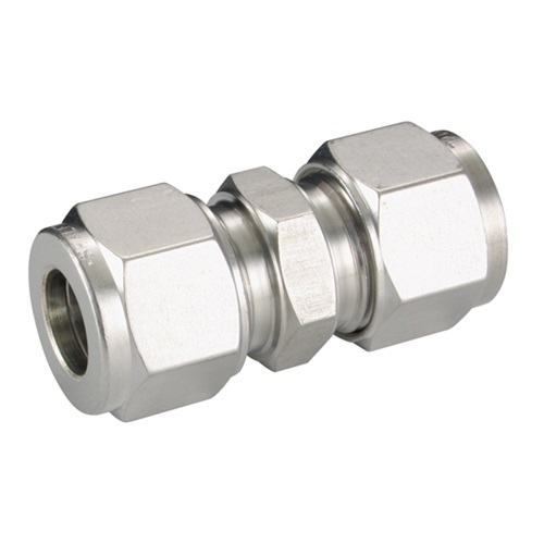 [SS-HYD-COM-6.35-STR-316]   13.7mm OD (1/4" NB) OD COMPRESSION EQUAL COUPLING T.F. SS 316