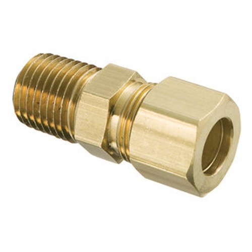 [BRS-COM-MSA-NPT-6.35-8]     6.35mm OD (1/4" OD) COMPRESSION x DN8 (1/4" NB) NPT MALE ADAPTOR BRASS