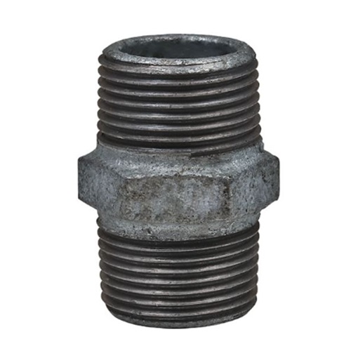 [MI-NB-BSP-HNI-10-GAL]   DN10 (3/8" NB) BSP GALVANISED MALLEABLE IRON HEX NIPPLE